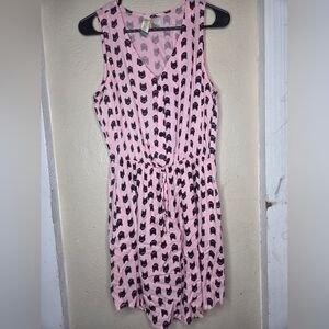 Mimi Chica Dress Size Medium Black Cats Sleeveless Pockets Elastic Waist